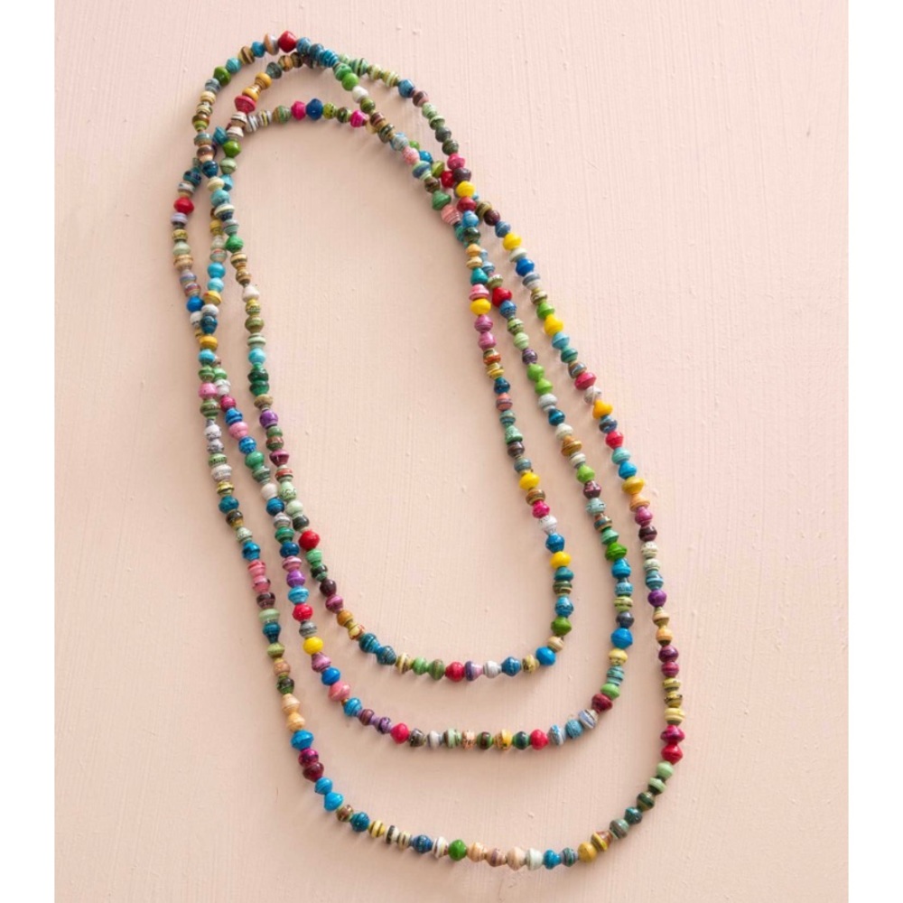 Noonday colorful paper bead necklace